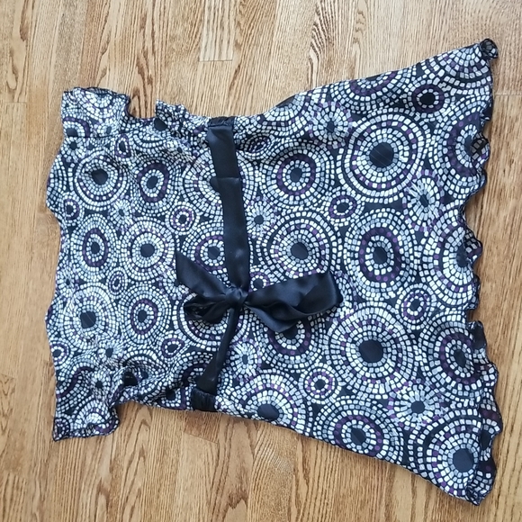 (S) Denver Hayes Geometric Design Ruffle Shoulder Tie Waist Sherr Overlay Top - Picture 7 of 7